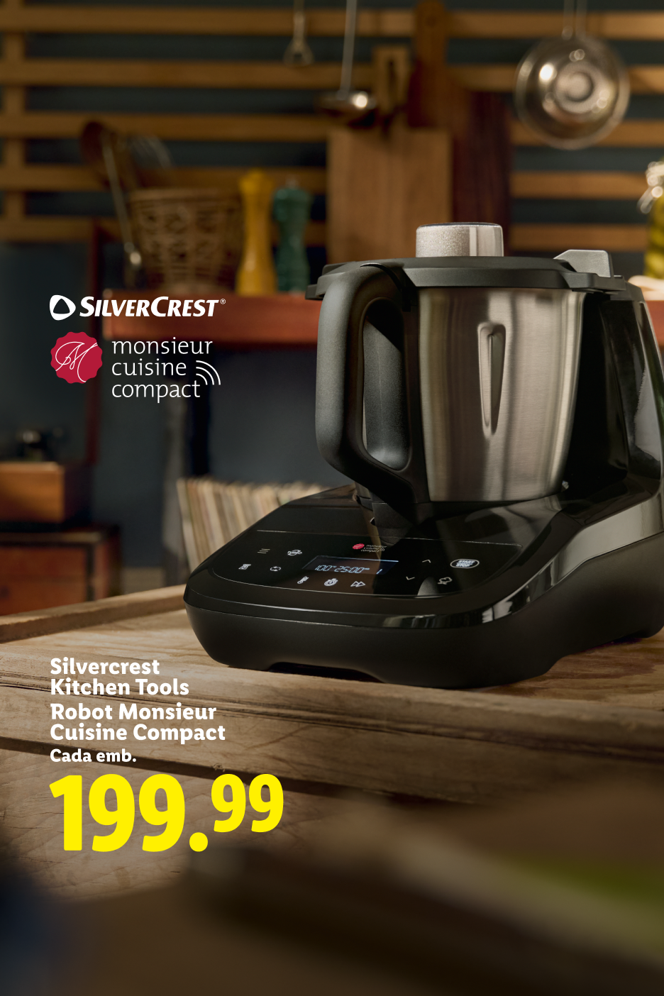 Robot de cozinha Monsieur Cuisine Compact em destaque, com preço de 199,99€.