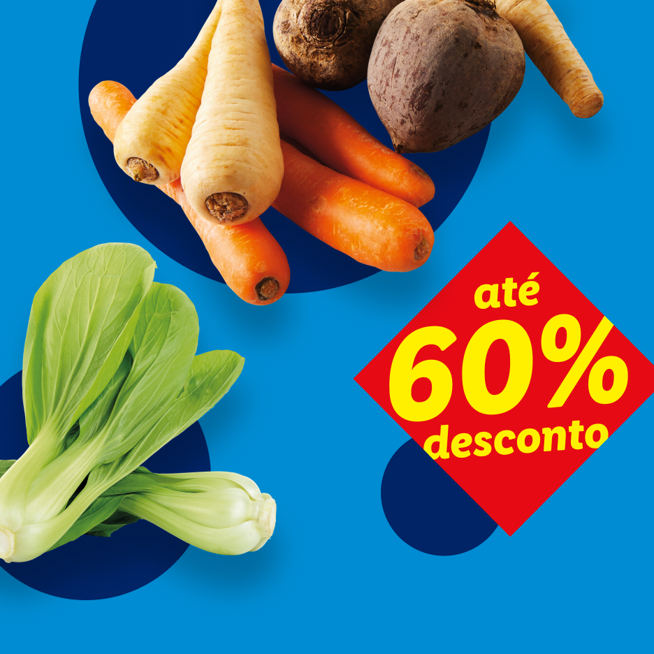Cenouras, beterrabas e pak choi com até 60% de desconto.