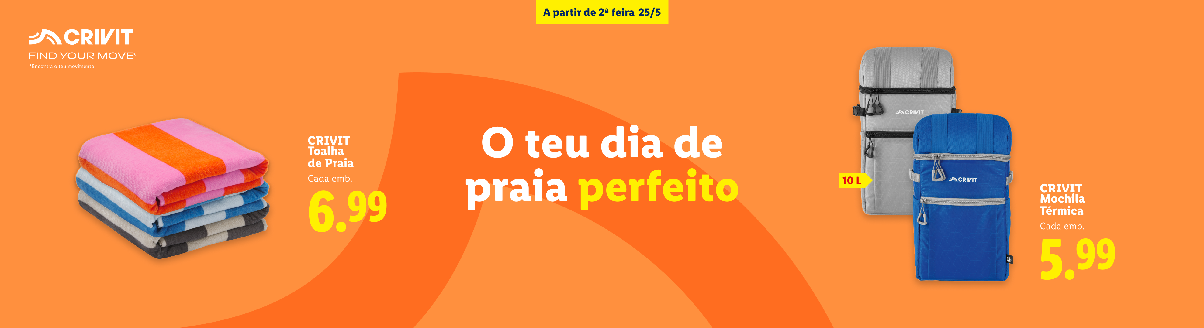 Toalhas de praia e mochilas térmicas de 10L para um dia de praia perfeito.