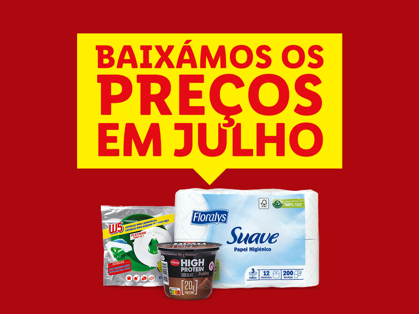 Promoção de julho com produtos Floralys, W5 e pudim de proteína.