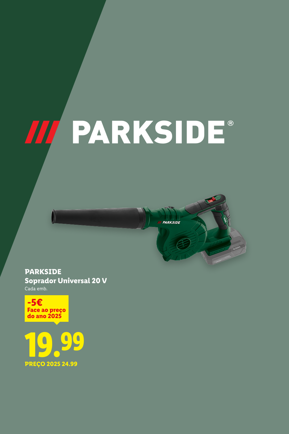Soprador universal de 20V com desconto de 5€, agora por 19.99€.