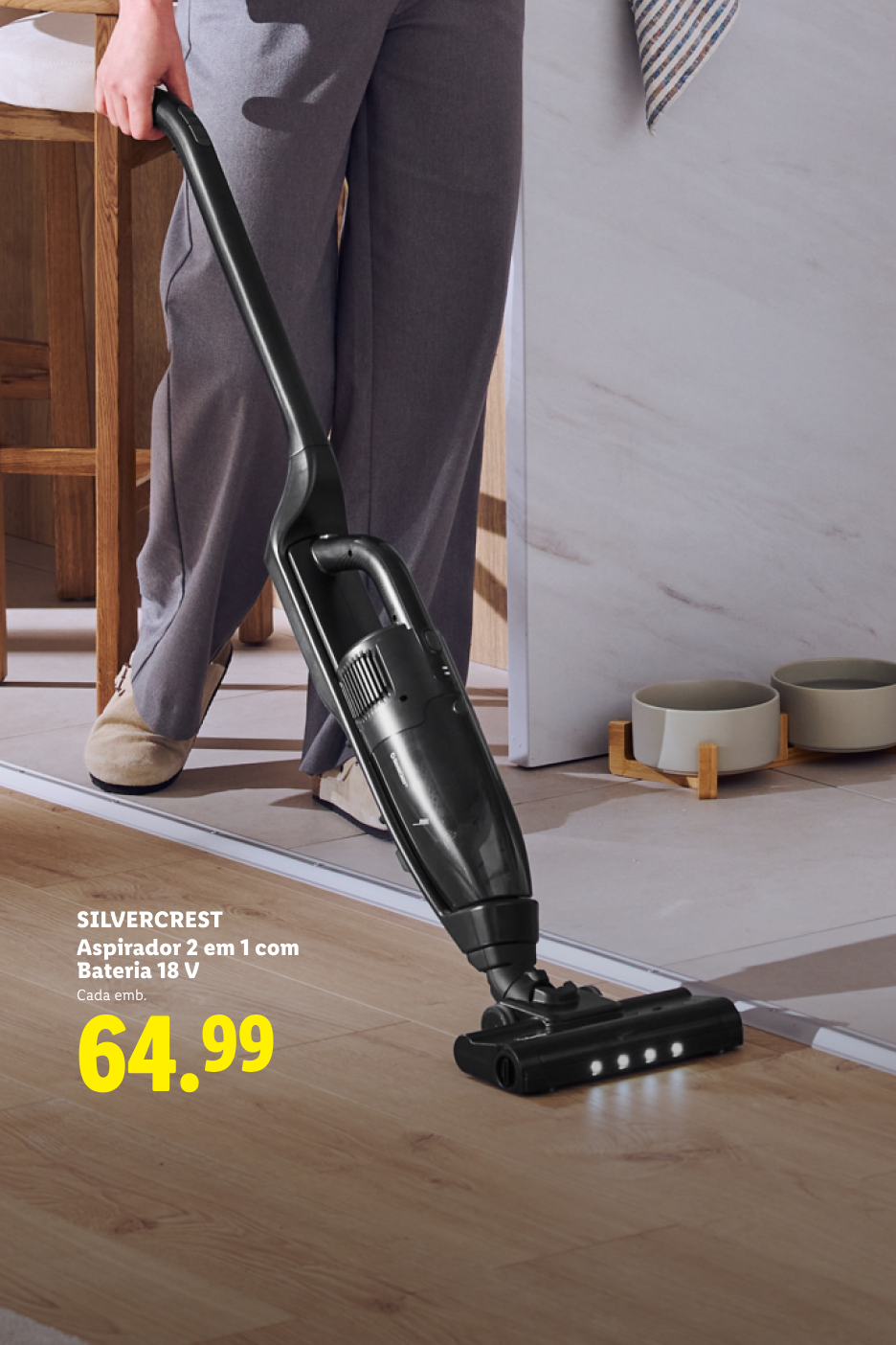Aspirador 2 em 1 com bateria de 18 V, preço 64.99.