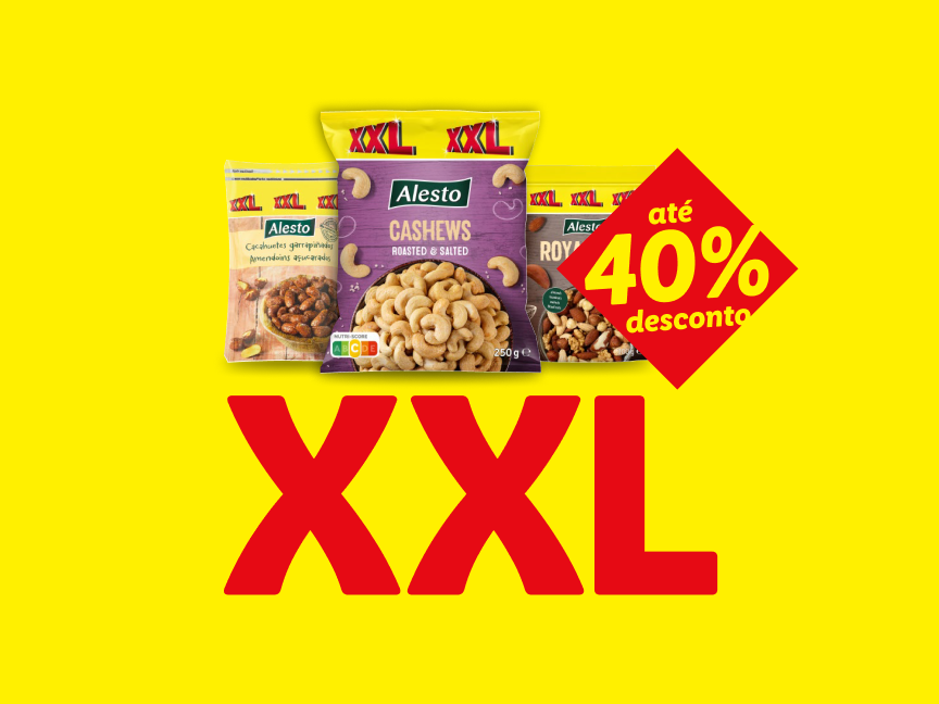 Promoção Alesto: castanhas de caju e misturas de frutos secos XXL com até 40% de desconto.