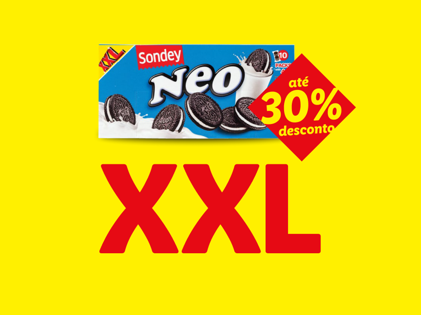 Biscoitos Sondey Neo XXL com até 30% de desconto.