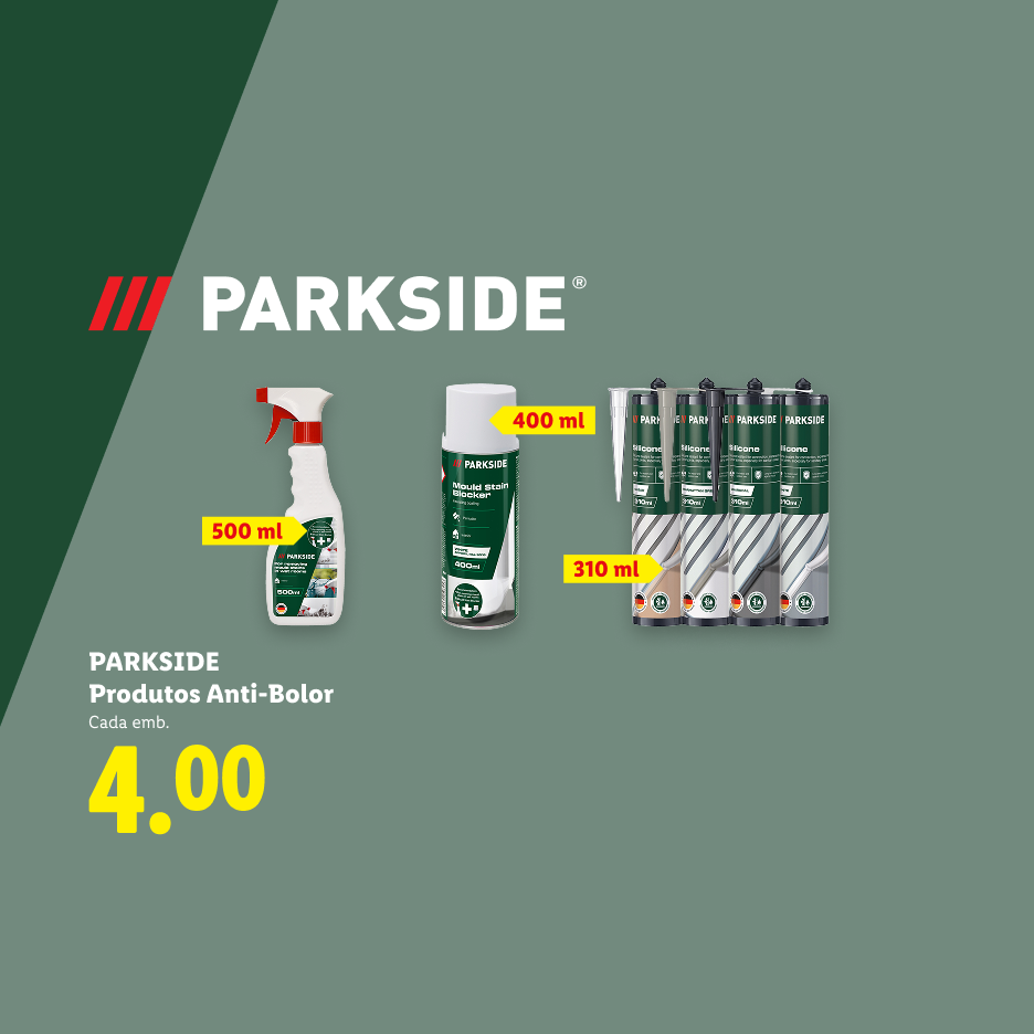 Produtos anti-bolor de vários tamanhos por 4.00€ cada embalagem.