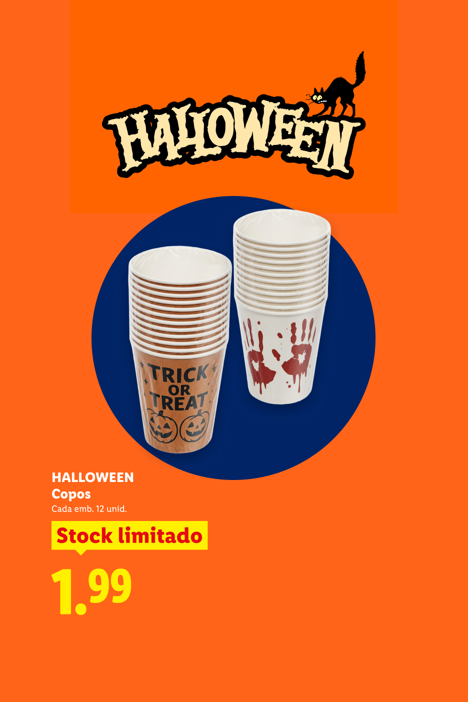 Copos de papel temáticos de Halloween por 1.99€.