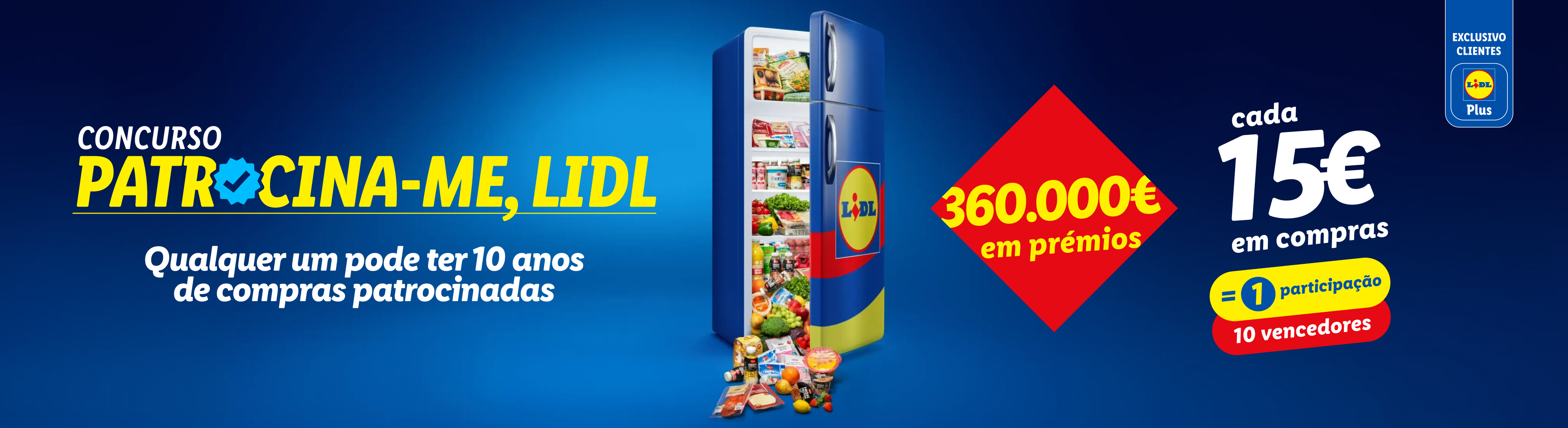 Concurso Lidl: Ganhe 10 anos de compras patrocinadas, com 360.000€ em prémios e 15€ por cada 1 participação.