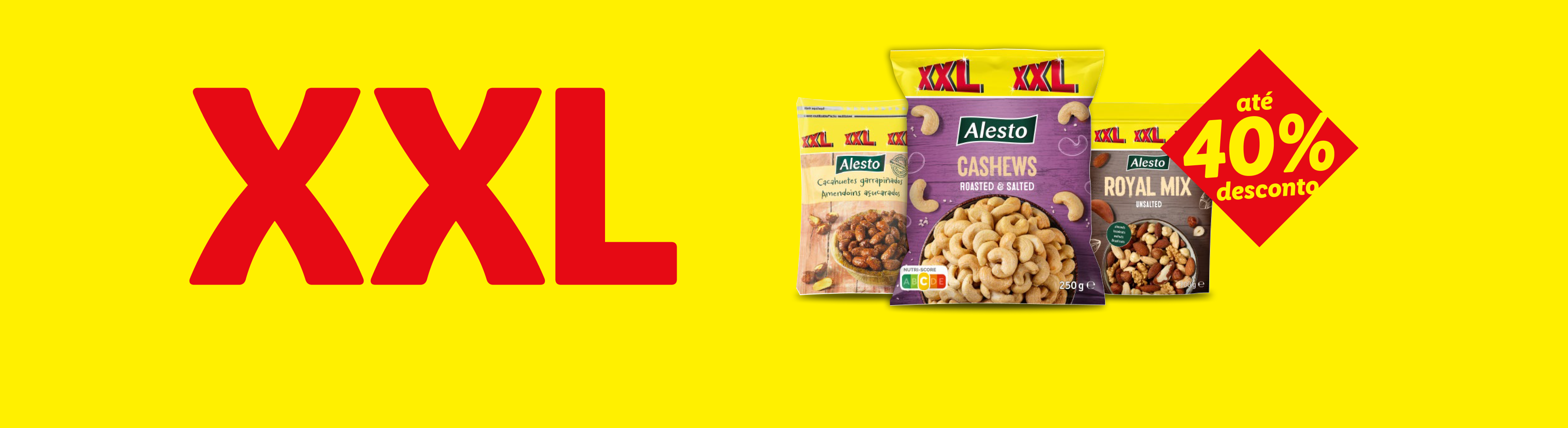Promoção Alesto: castanhas de caju e mistura real XXL com até 40% de desconto.