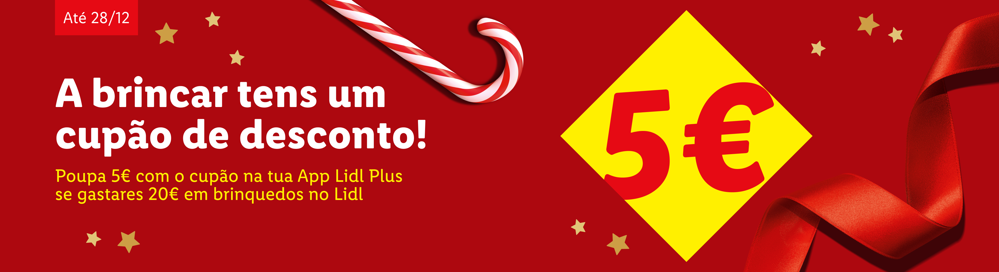 Cupão de desconto de 5€ em brinquedos no Lidl, válido até 28/12.