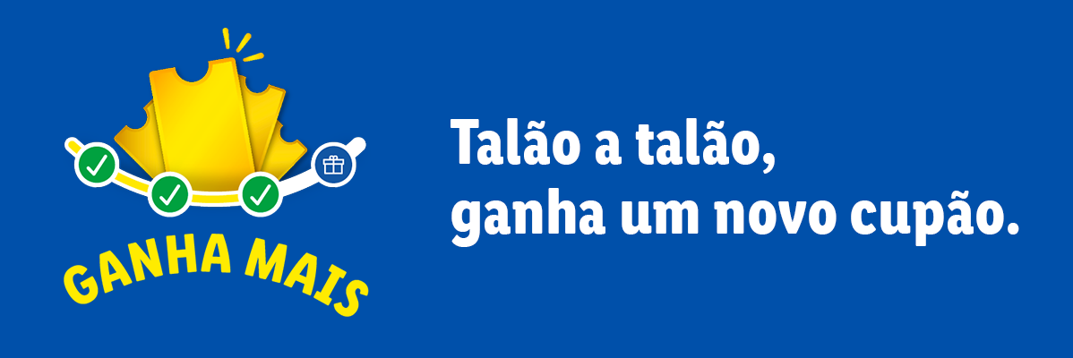 Com o Ganha Mais, acumule as compras do mês e desbloqueie cupões extra.