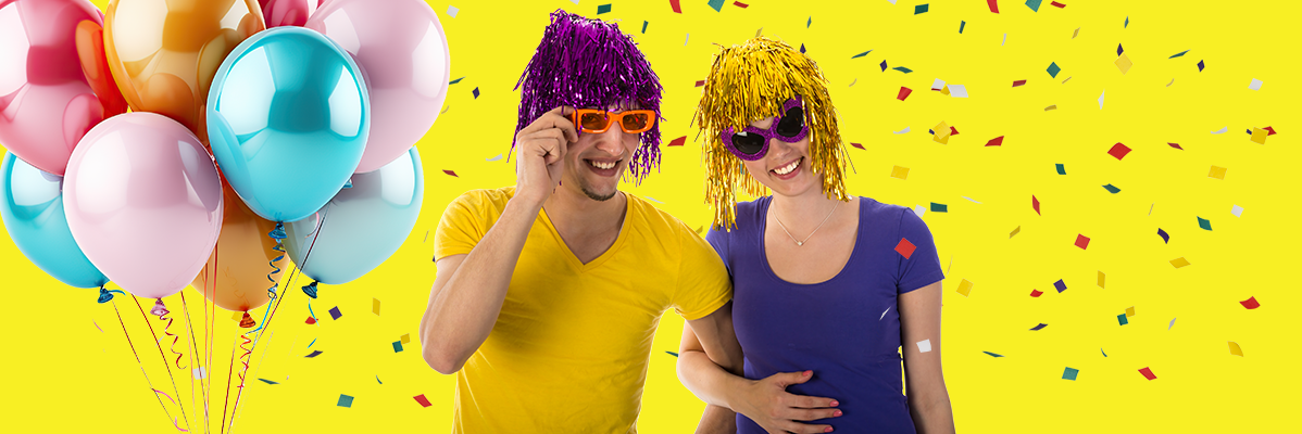 Balões, perucas de festa e óculos de sol: perfeitos para uma festa!
