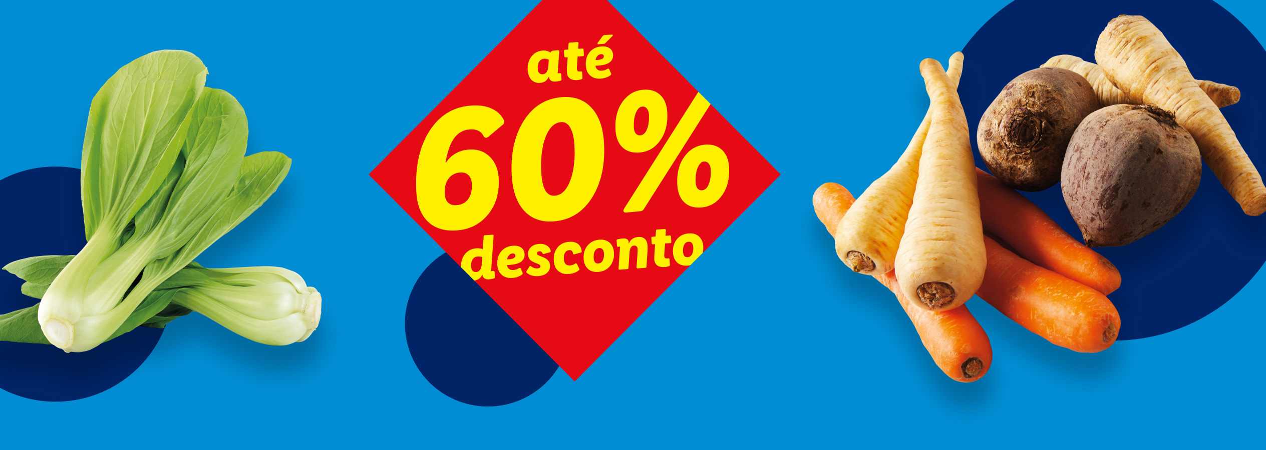 Bok choy, cenouras, beterrabas e pastinacas com um desconto de até 60%.