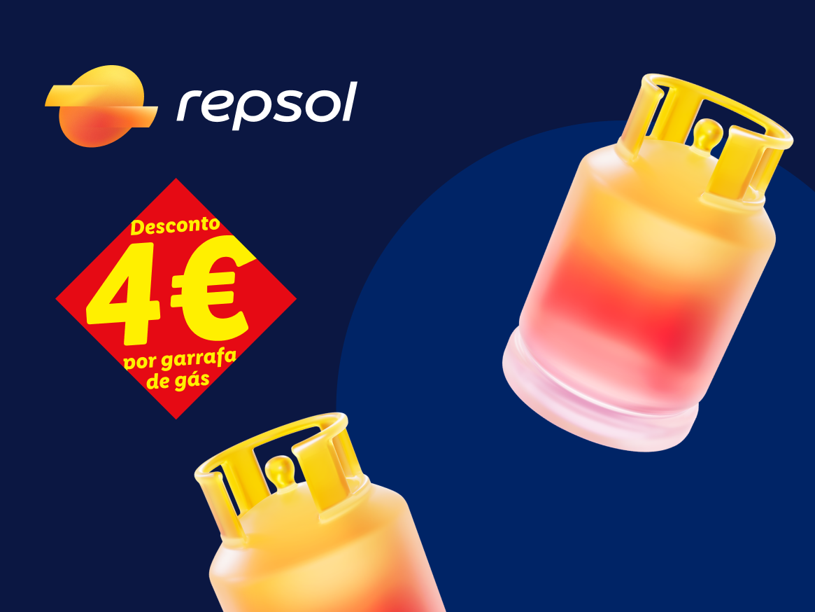 Dois botijões de gás com um desconto de 4€ por garrafa.